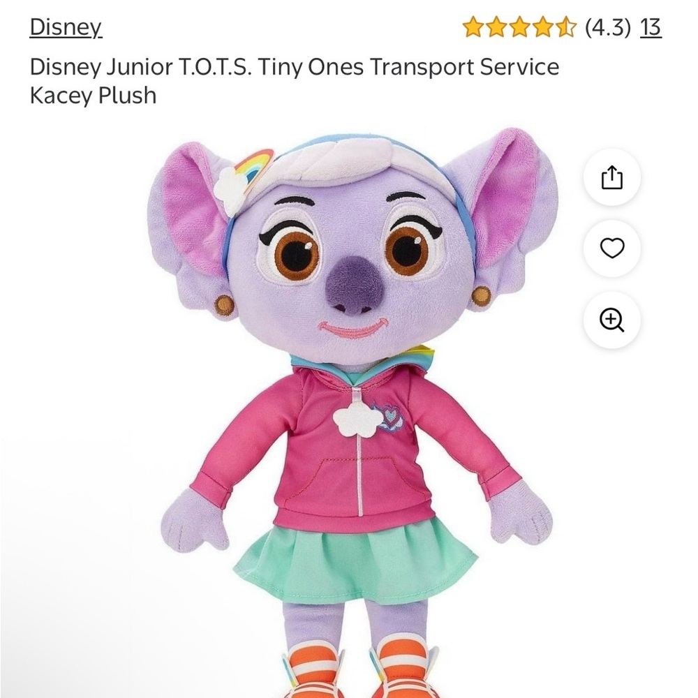 Disney T.O.T.S. Kacey Plush in Pink and Purple